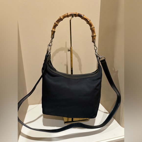 Gucci 2-way Carry Nylon and Bamboo Handbag - Picture 3 of 13
